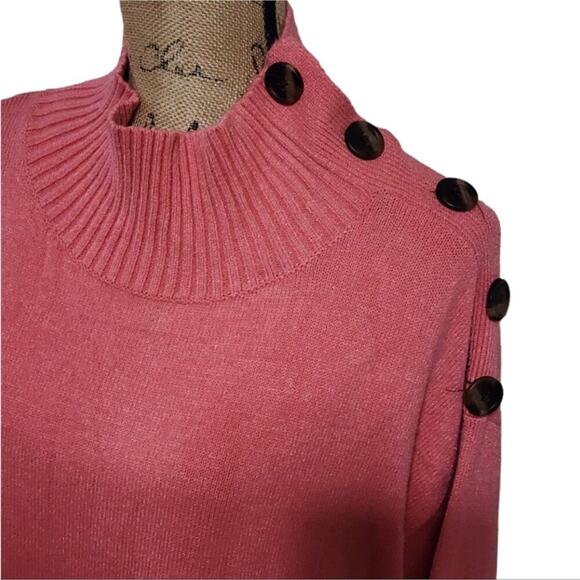 Anthropologie Margarita Sweater Pink Mock TurtleNeck Large Womens Long Sleeve - Picture 3 of 10